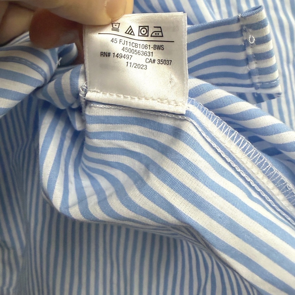 Favorite Daughter The Crop Stripe Cotton Button-Up Shirt Blue M - Picture 11 of 15